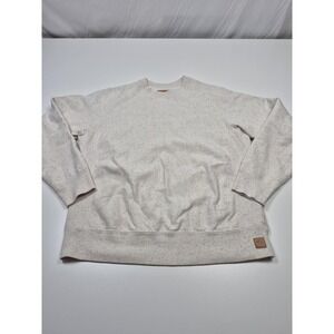 Gustin Sweatshirt Mens Medium White Speckled Fleece Crewneck Logo Pullover